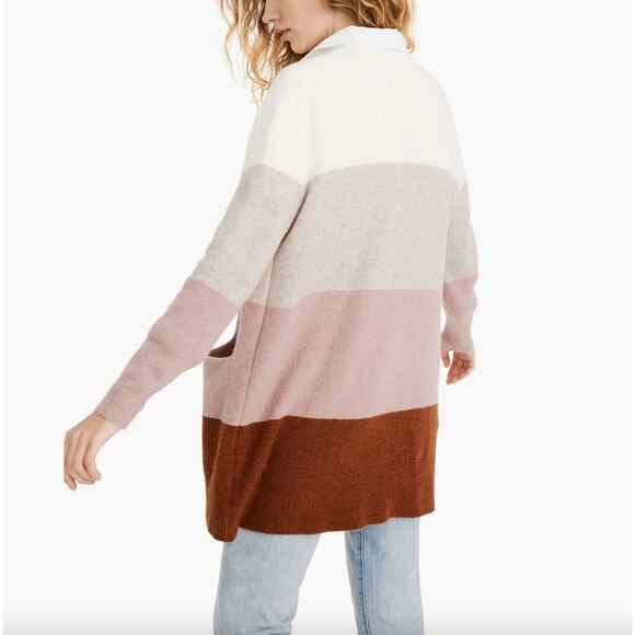 Madewell Ryder Color Block Merino & Alpaca Wool Blend Open Cardigan w Pockets - Picture 6 of 11